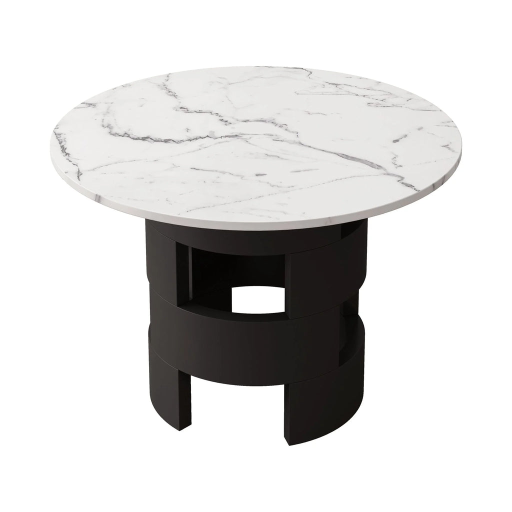 42.12" Round Dining Table with Printed Black Marble Top S3165