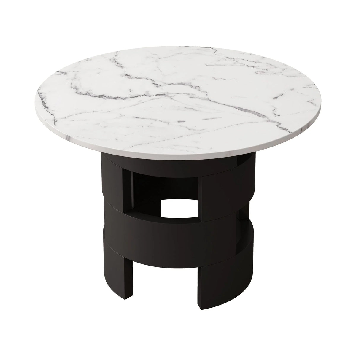 42.12" Round Dining Table with Printed Black Marble Top S3165