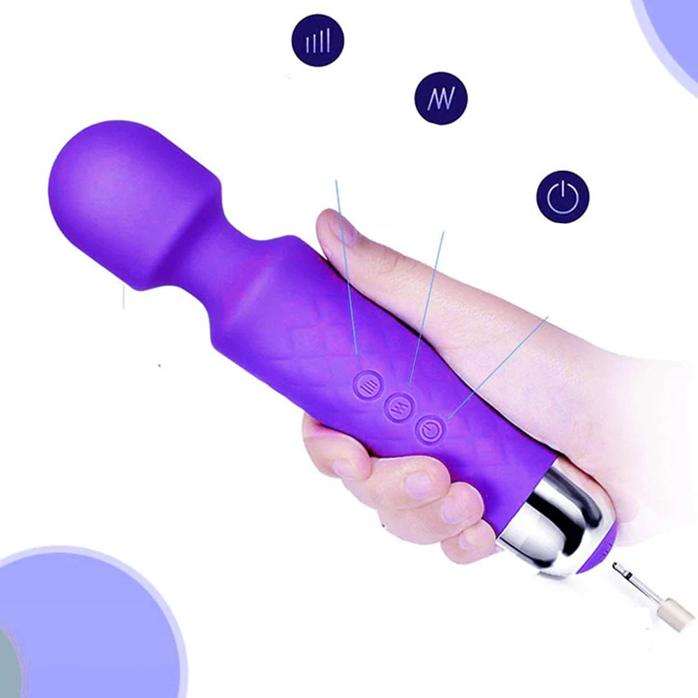 Purple Cordless USB Rechargeable Personal Wand Massager X358