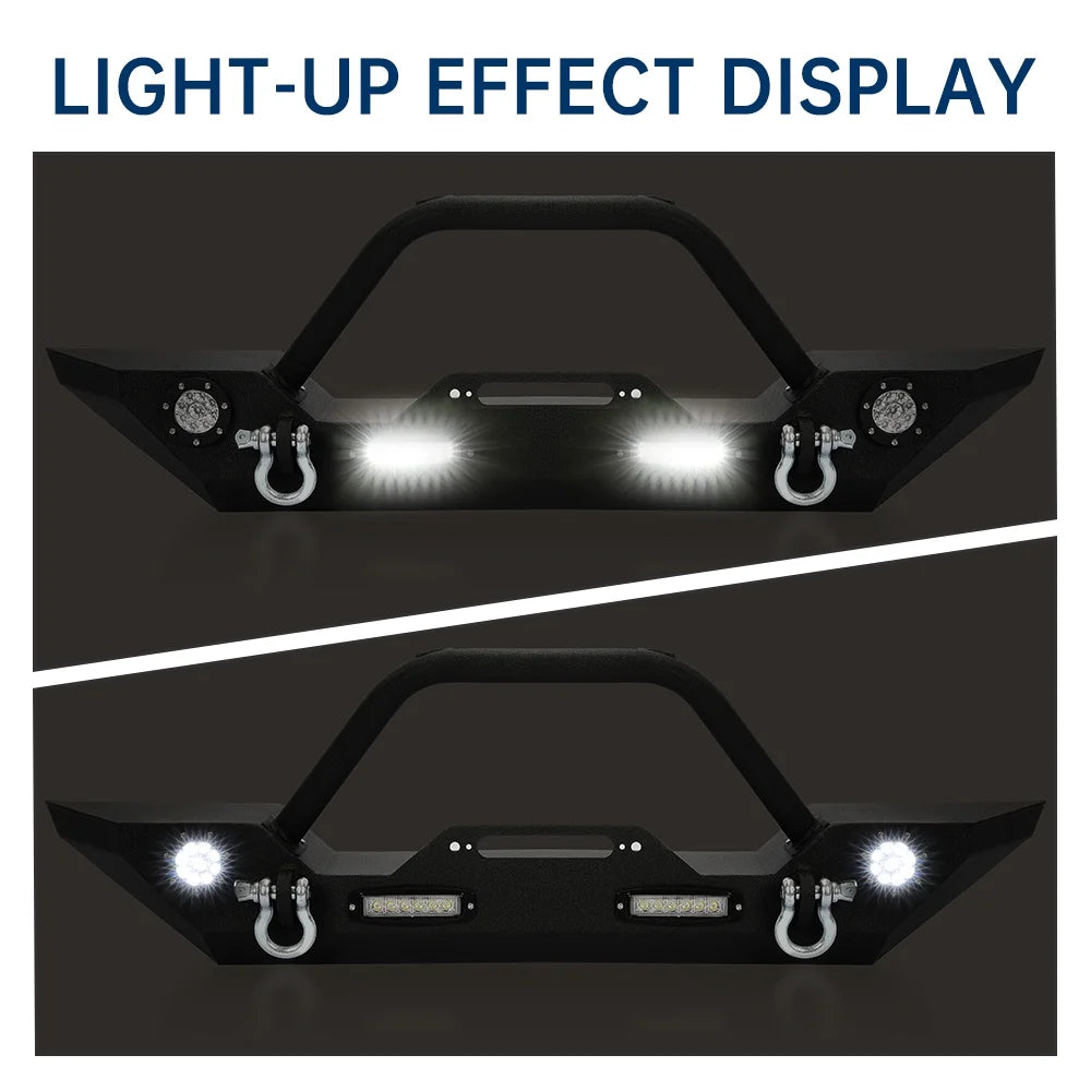 Front Bumper with Winch Plate LED Lights D-rings D6748