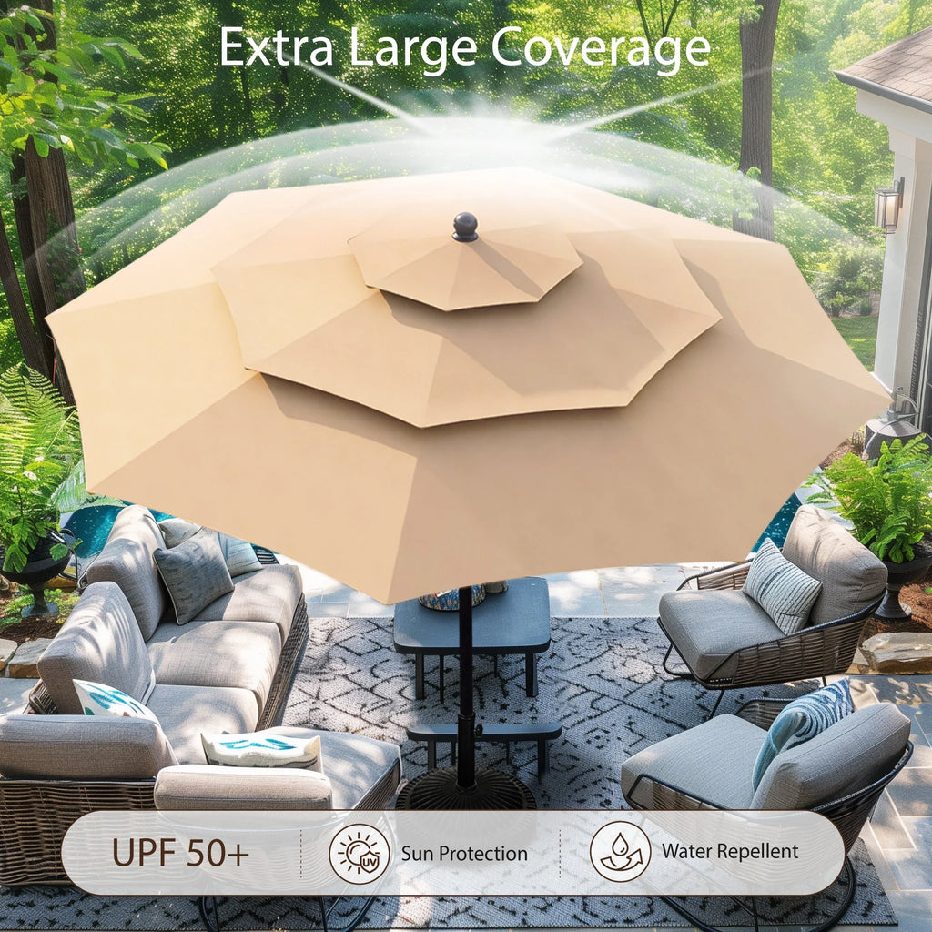 10ft 3 Tier Auto-Tilt Double Vented Patio Umbrella L65500