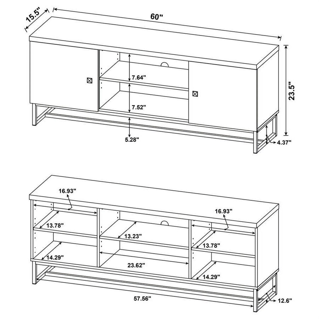 Rustic Oak Herringbone 2-door TV Console with Adjustable Shelves W245715