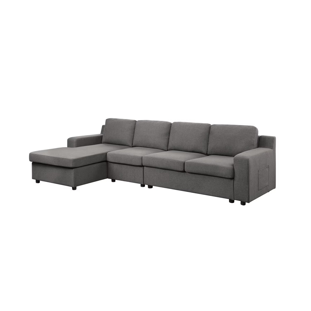 Gray Linen 4-Seater Sectional Sofa Chaise Y411