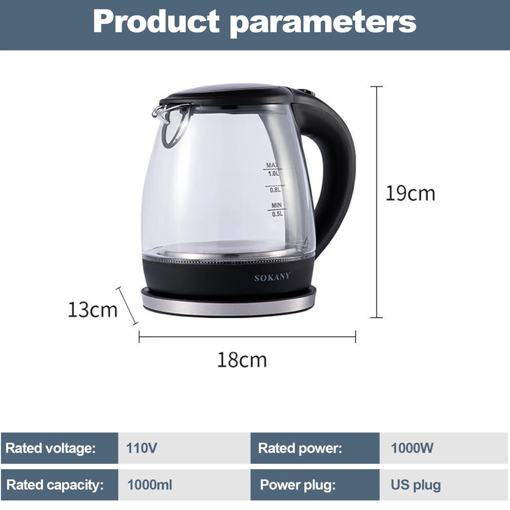 1000W High Borosilicate Glass Electric Kettle C414505