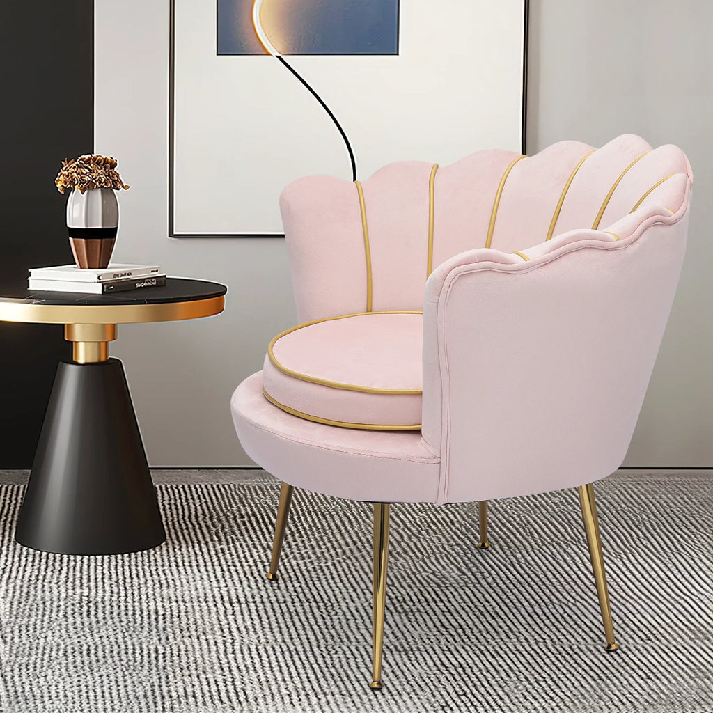 Light Pink Velvet Accent Chair with Pillow O9089