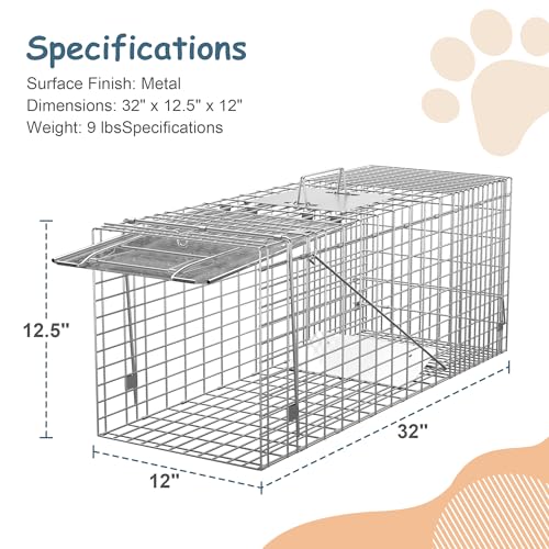 32" X 12.5" X 12" Steel Animal Cage Trap W796261