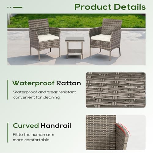 4-Piece Black Wicker Patio Furniture Set with Coffee Table B6523