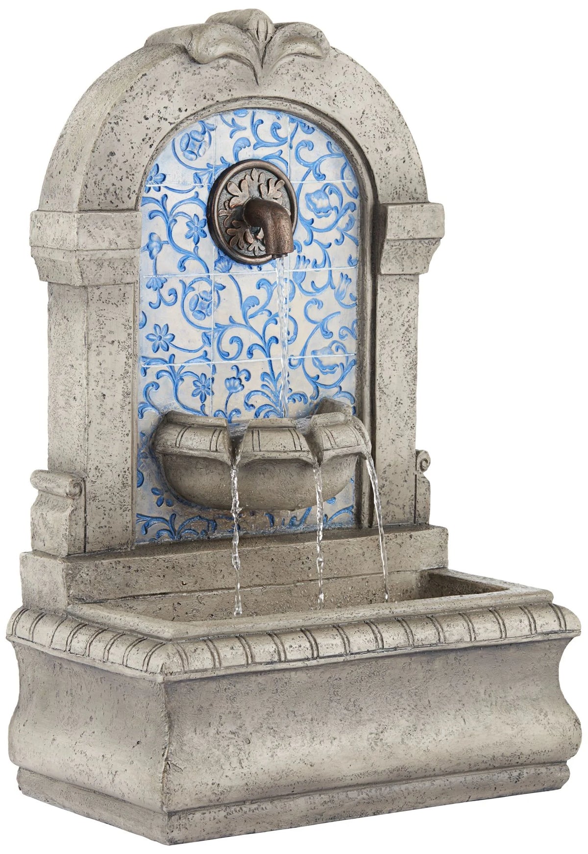 Cascading Spout Bowl Outdoor Wall Water Fountain 30 1/4" Z9791