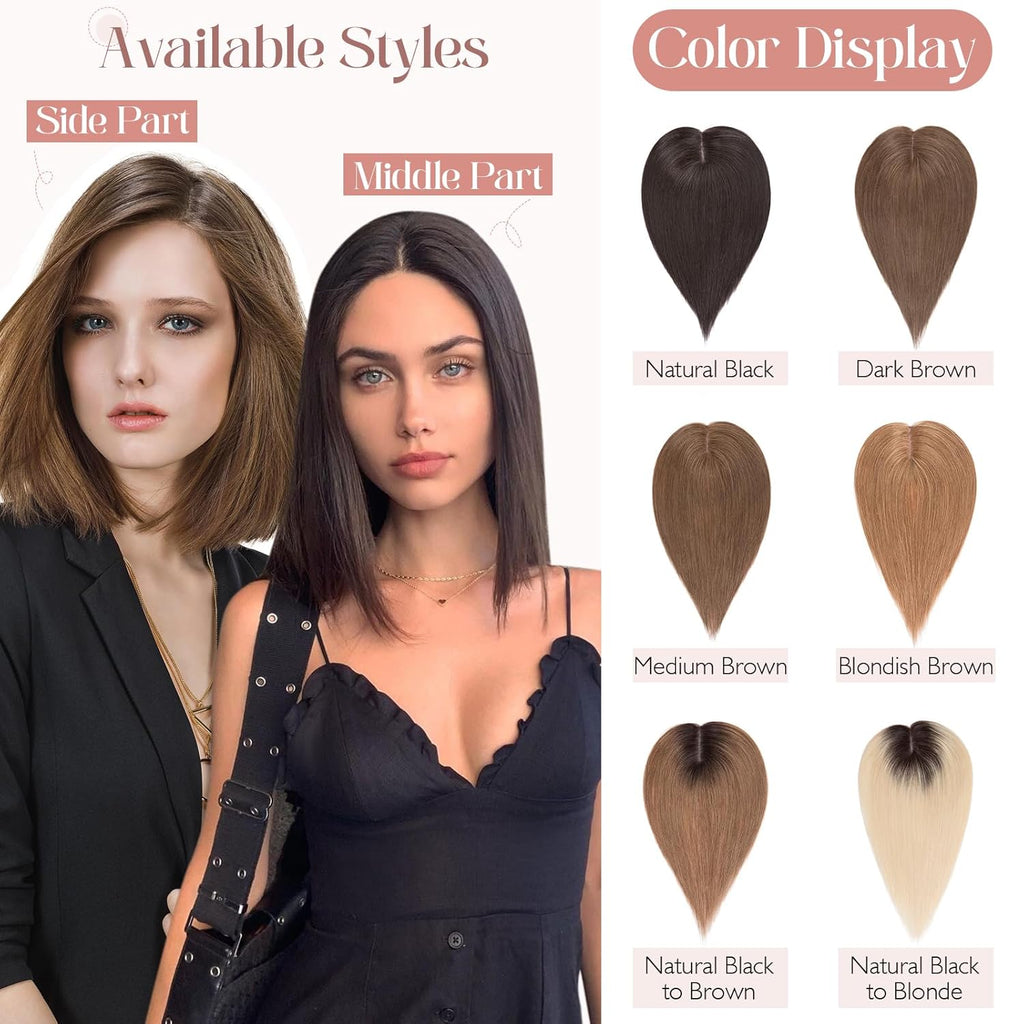100% Human Hair Topper Silk Base N148446