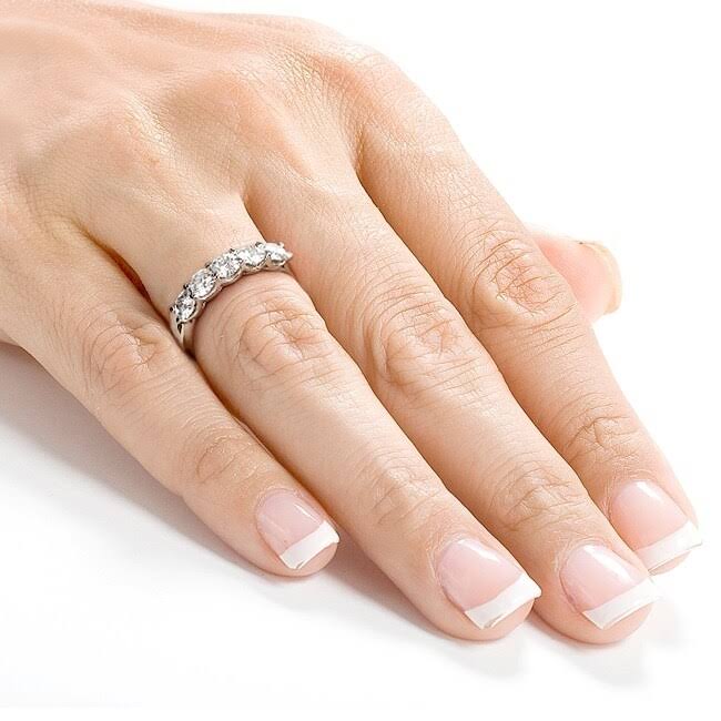4/5 Carat Round Brilliant Near Colorless Moissanite Bridal Wedding Band 14K White Gold L19788