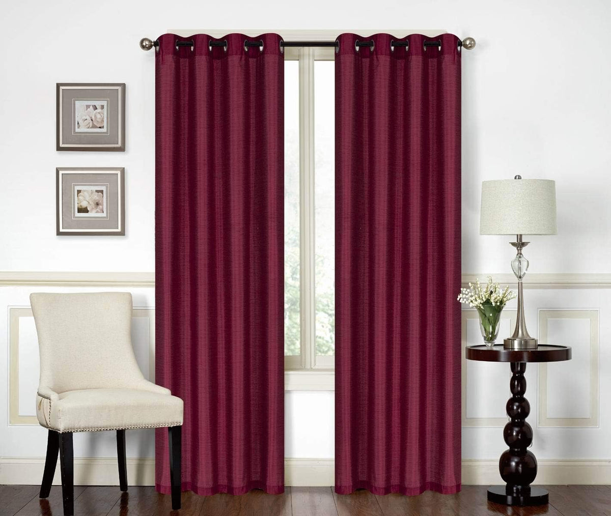 Red Faux Silk Waterfall Valance Pack of 2 P154