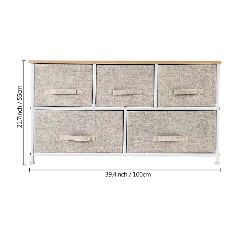2-Tier Wide Closet Dresser with 5 Fabric Drawers R170690