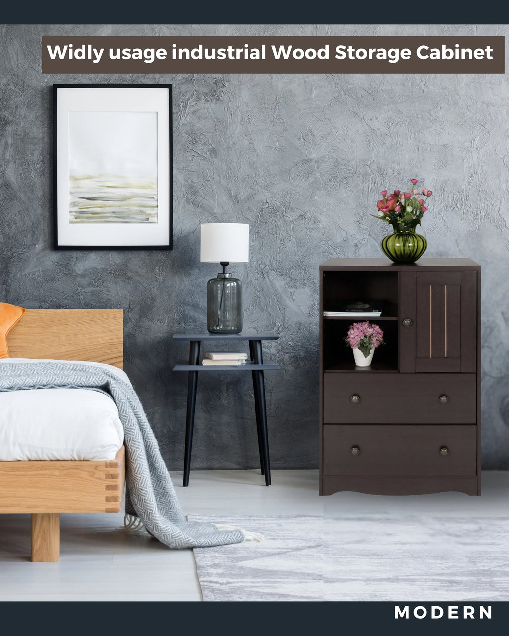 Dark Brown Storage Cabinet with 2 Drawers K79818