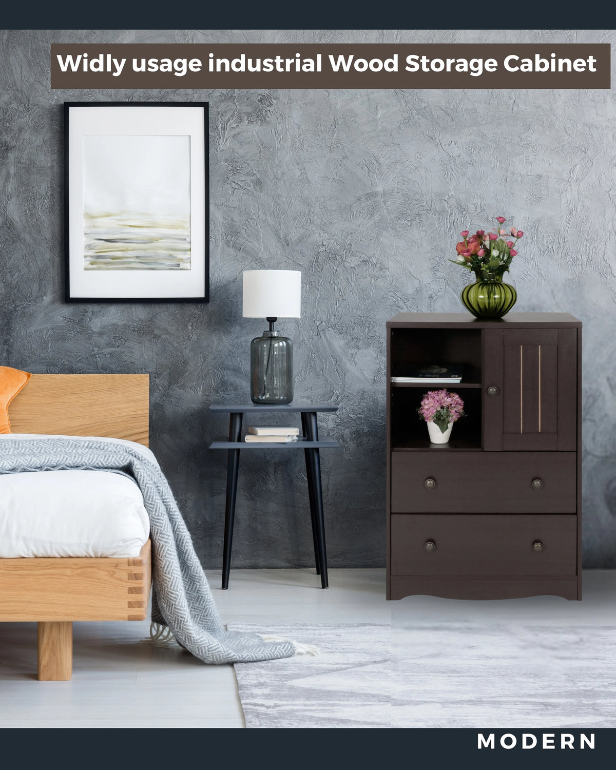 Dark Brown Storage Cabinet with 2 Drawers K79818