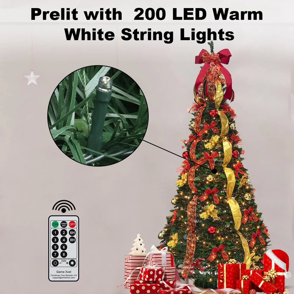 Red Gold Pre-lit Pop Up Christmas Tree with Remote N883