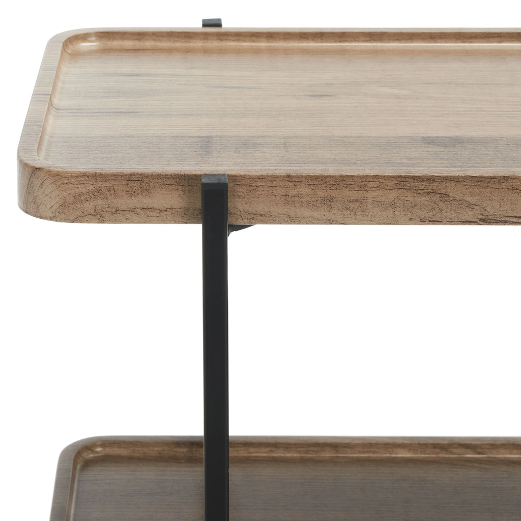 Oak Black 2 Shelf Console Table Q7794
