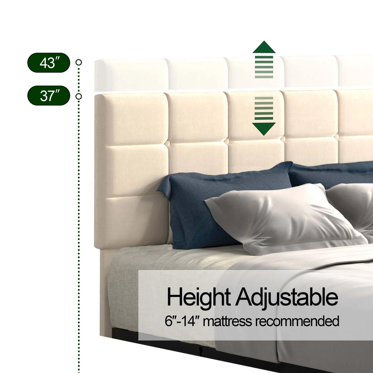 Queen Size Velvet Upholstered Platform Bed with Headboard and 4 Drawers R1220