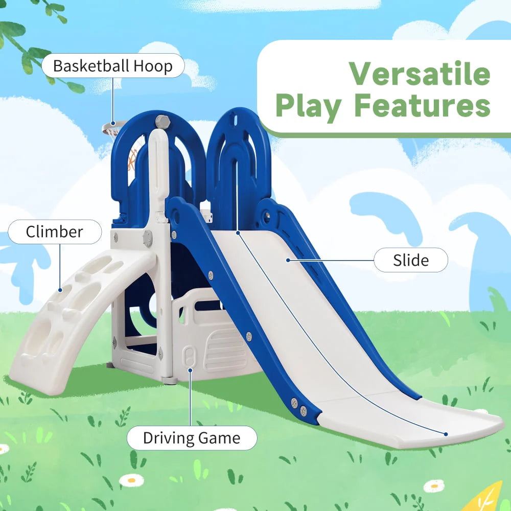 4 in 1 Toddler Climber and Slide Set with Basketball Hoop I44753