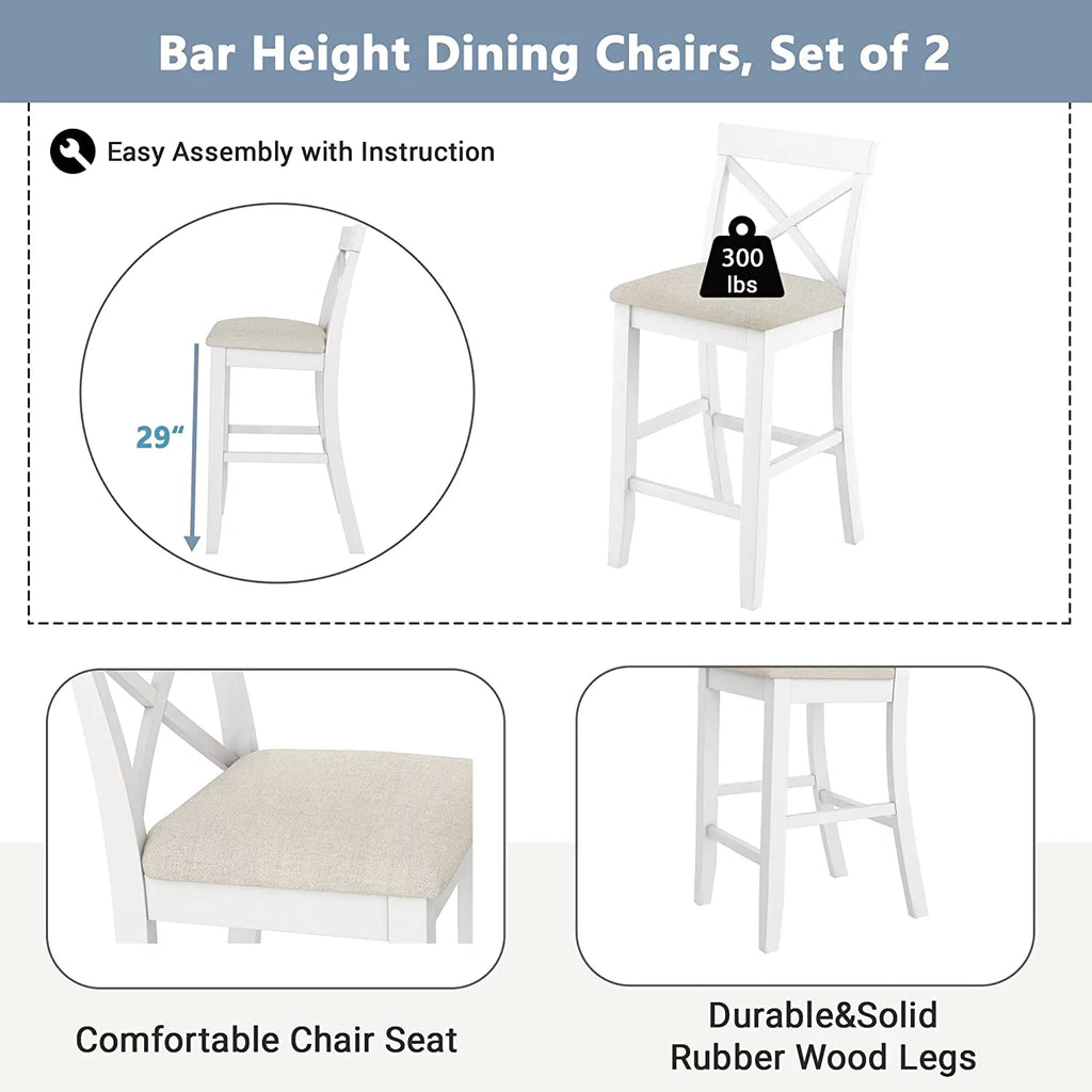 3 Piece Wood Dining Table Set with Upholstered Chairs Y31980
