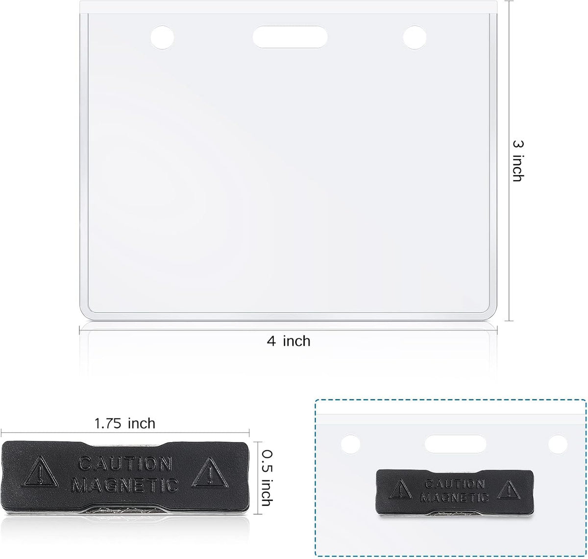 50 Sets 4 x 3 Inch Clear Magnetic Name Badge Holder Kit K5596