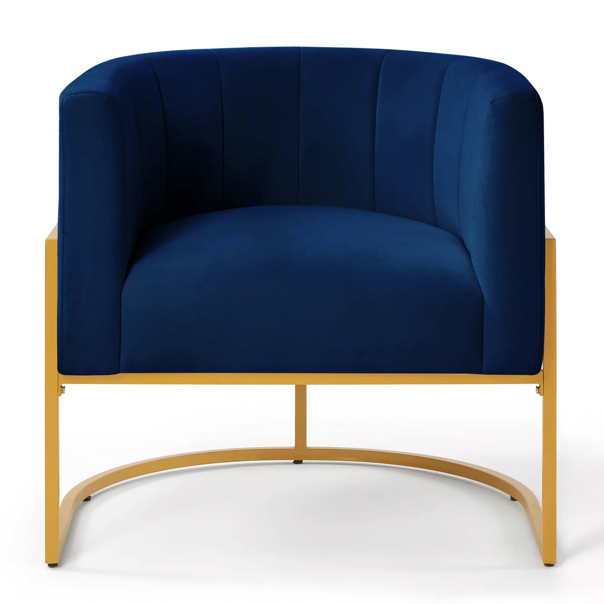 Navy Blue Velvet Armchair with Gold Metal Base B956