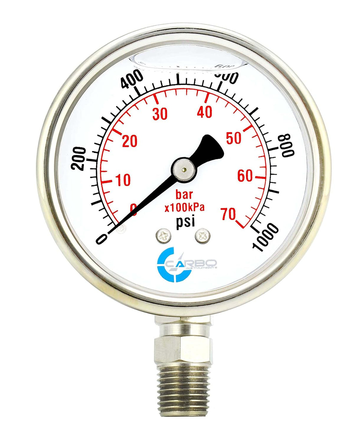 Stainless Steel Pressure Gauge Dual Display 0-4000 psi/kPa Glycerine Filled 1/4 NPT L51982