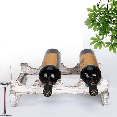 4 Bottle Whitewashed Wood Wine Rack E8352