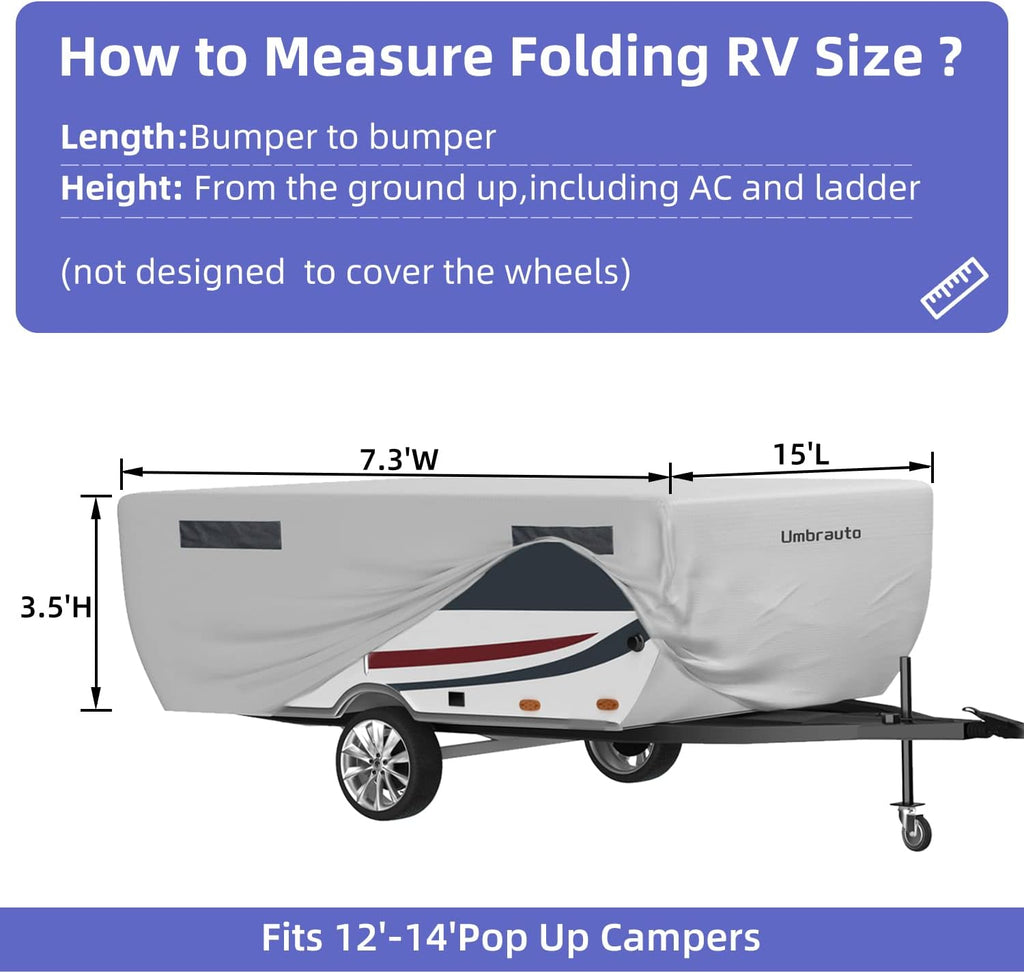 Gray Waterproof Polypropylene Pop Up Camper Cover for 12' - 14' Trailers L494