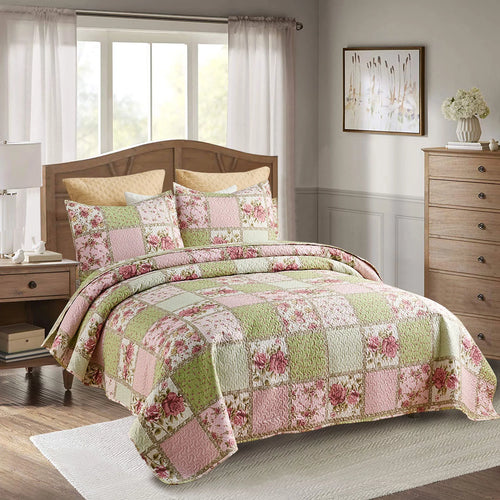 3-Piece Queen Size Reversible Quilt Set O246