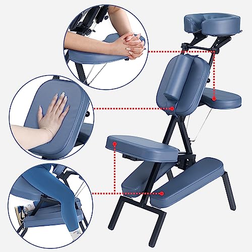 Blue Aluminum Folding Portable Massage Chair with Wheeled Carrying Case X828518
