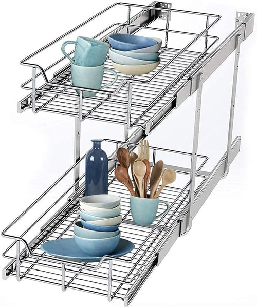 14”W x 22”D Chrome Plating Wire Sliding Drawer Storage T947992