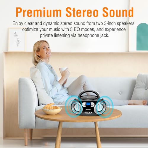 Portable CD Player Boombox with Bluetooth, FM Radio, USB Port N8891