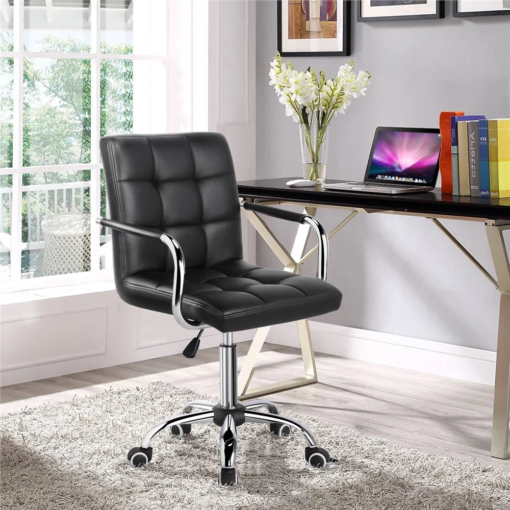 Black Faux Leather Swivel Office Chair with Wheels S516