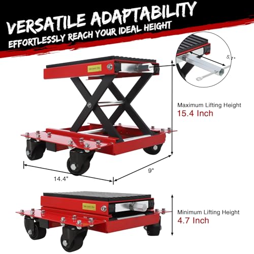 1200LBS Motorcycle Lift Jack Scissor Stand with Wide Deck U199390