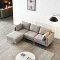 3-seater L Shape Fabric Sectional Sofa with Ottoman Grey X37444