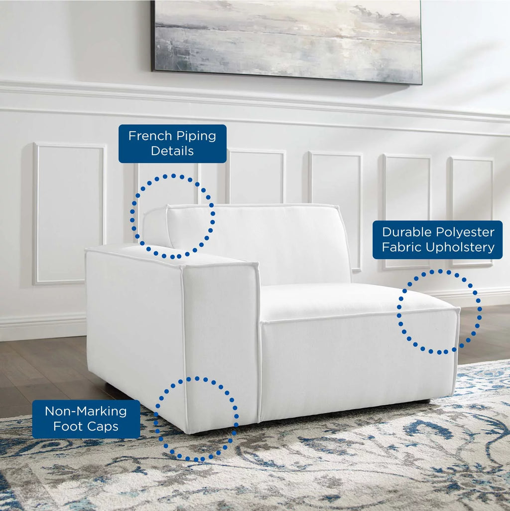 White Right-Arm Sectional Sofa Chair A7895