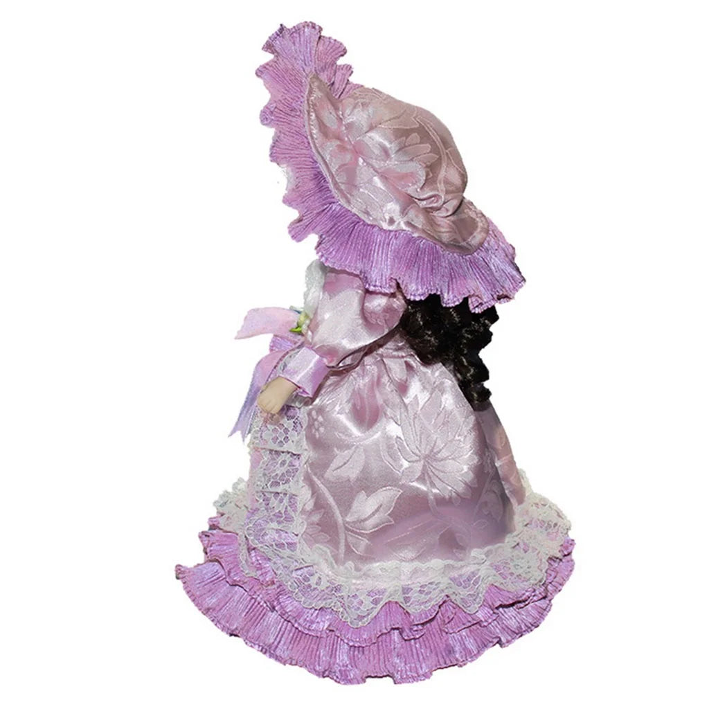 Victorian Porcelain Girl Dolls with Wooden Stand U66525
