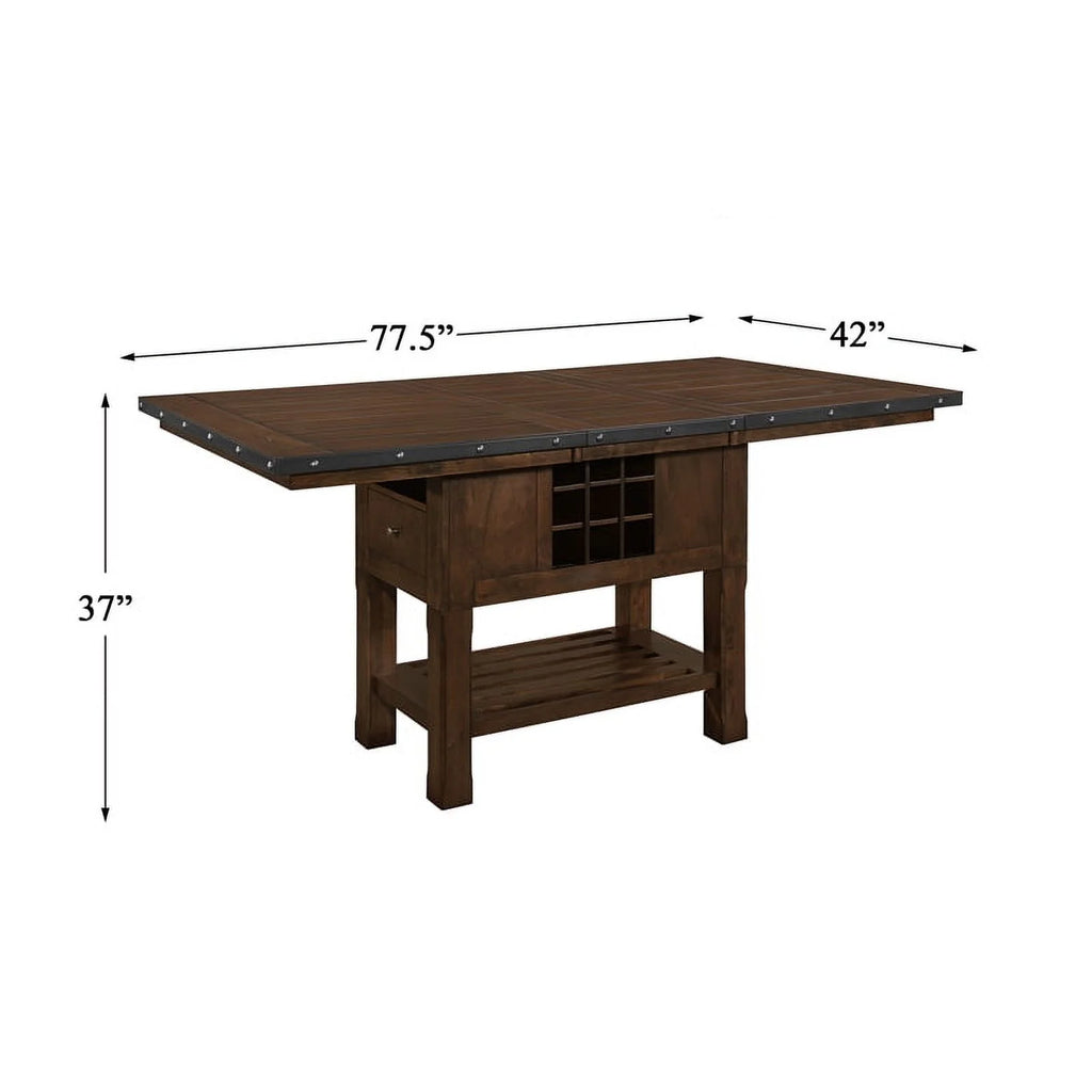 Wood Counter Height Dining Room Table in Dark Brown V3689