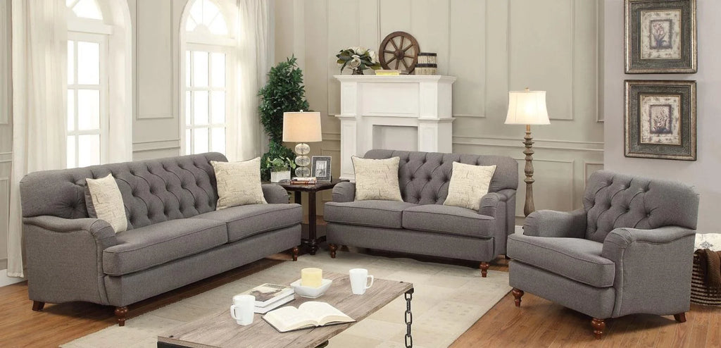 Dark Grey Fabric Sofa Set 3Pcs W384