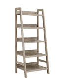 Gray Wooden Ladder Bookcase with Five Shelves N524