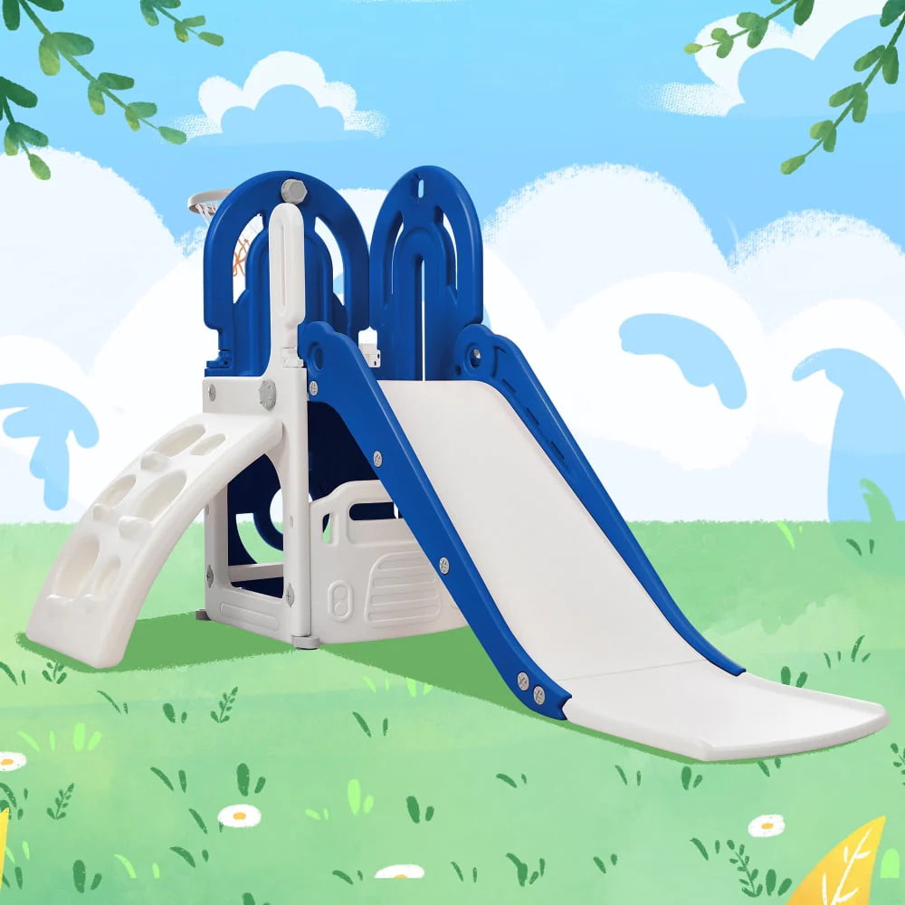 4 in 1 Toddler Climber and Slide Set with Basketball Hoop I44753