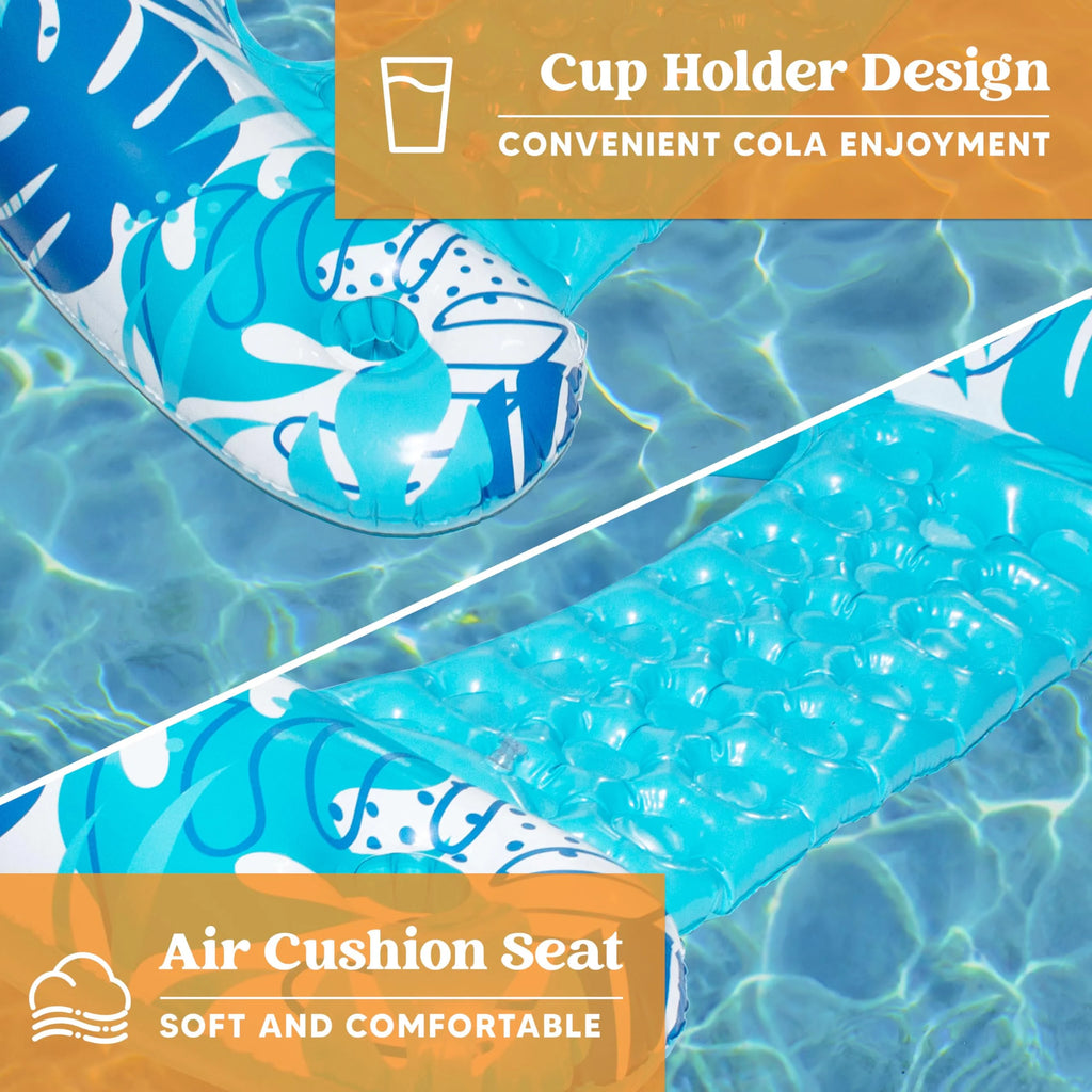 Inflatable Pool Chair Float with 2 Cup Holder I81264