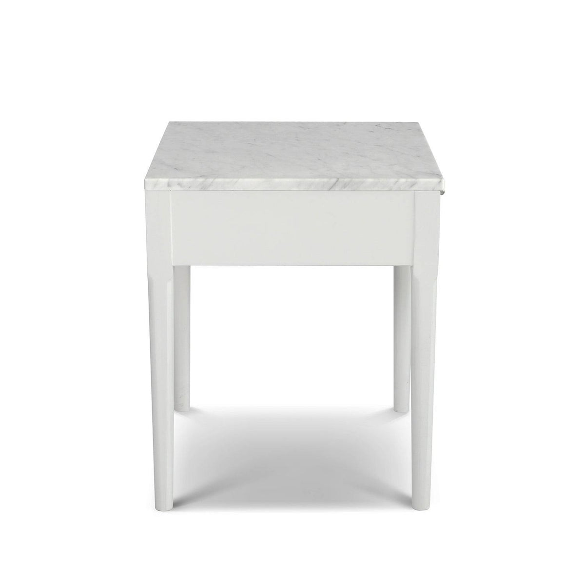 Square Italian Carrara White Marble Side Table with Legs - Tan Q741
