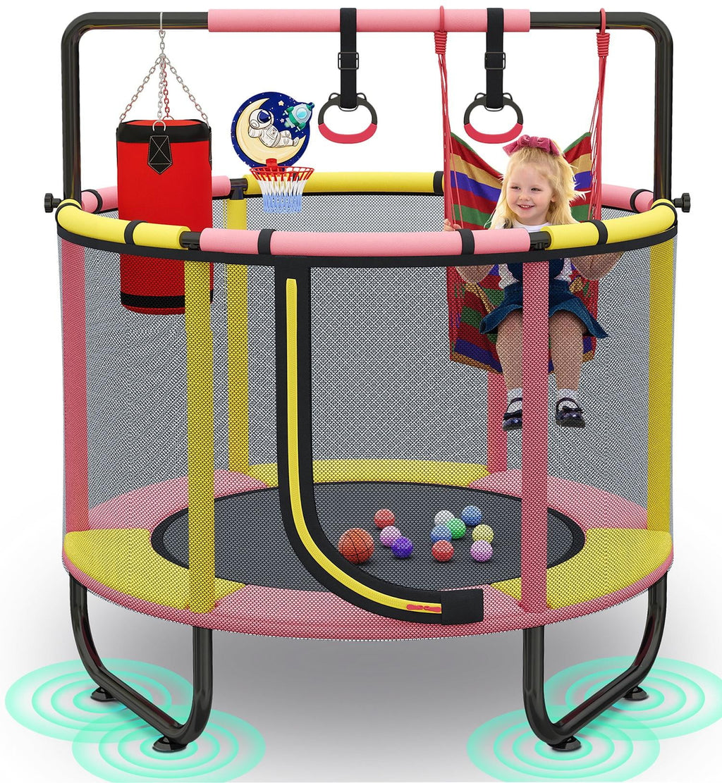 Mini Trampoline with Enclosure and Basketball Hoop N7623