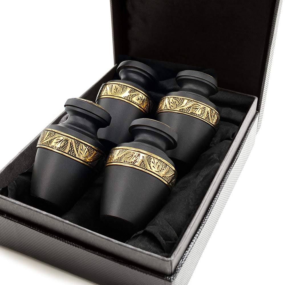Set of 4 Black Small Keepsake Urn Q2897