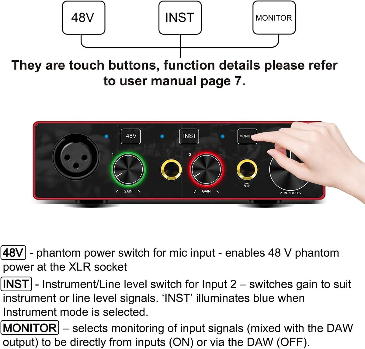 USB Audio Interface with Mic Preamplifier and 48V Phantom Power S7557