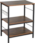 Rustic Brown 3 Tier Storage Shelf with 10 Hooks O809464