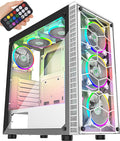 White 6pcs 120mm ARGB Fans ATX Mid-Tower PC Gaming Case with 2 Tempered Glass Panels T613