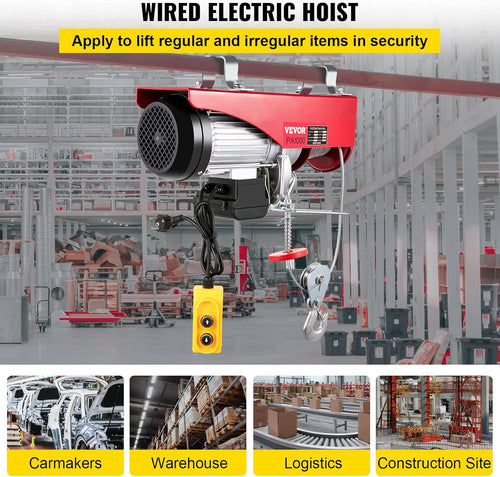 2200 lb Electric Hoist with Remote Control, 110V Red P5904