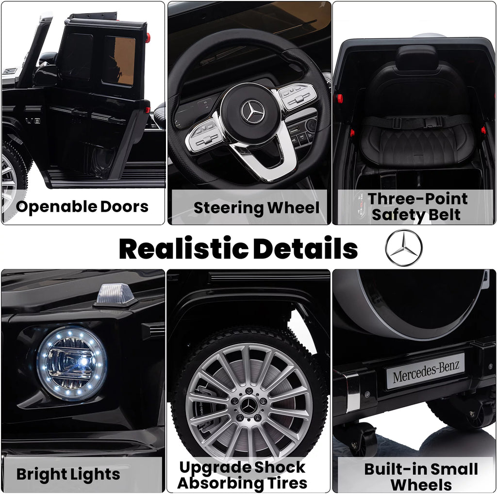 24V Remote Control Battery Powered Ride On Car with Bluetooth MP3 LED Lights Black L387361